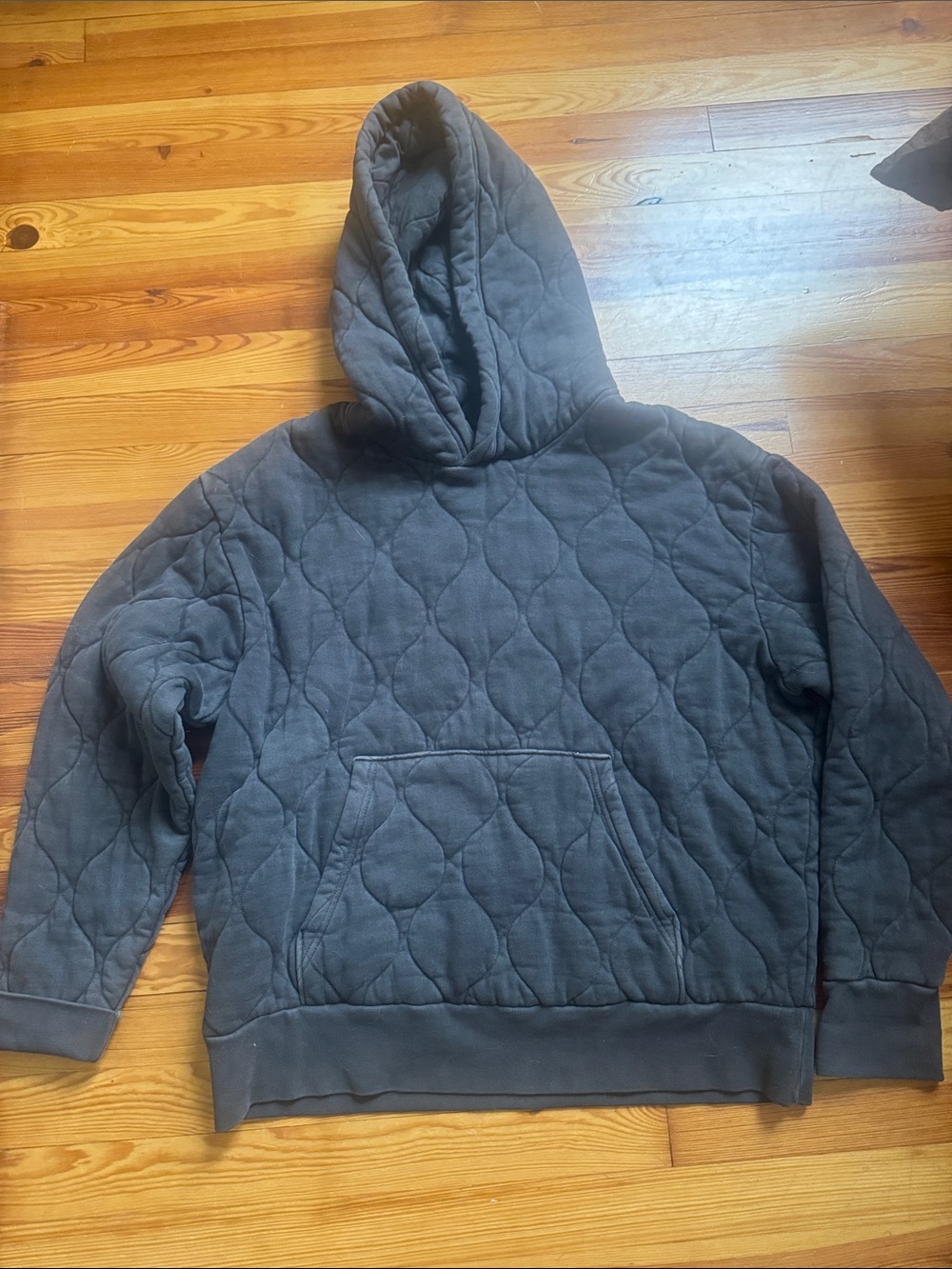American Eagle Outfitters Quilted Hooded Puffer Sweatshirt - Gray
